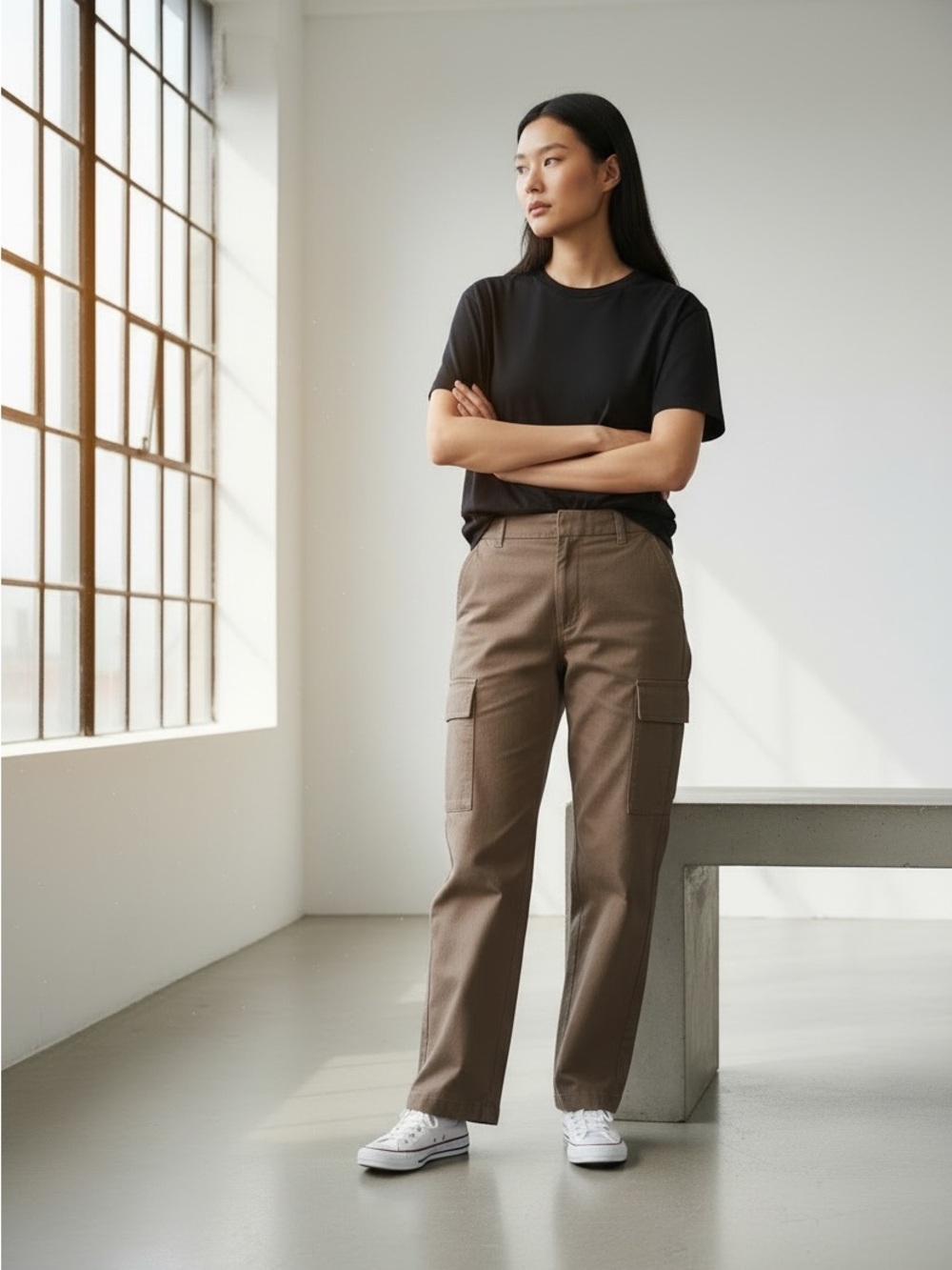 The Frankie Shop Brown Cargo Straight Leg Pants Size Small
